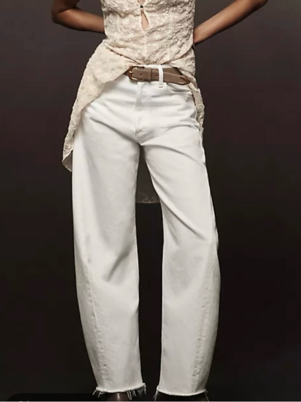 Agolde White Luna High-Rise Barrel Leg White Button-Fly Jeans - Picture 8 of 9
